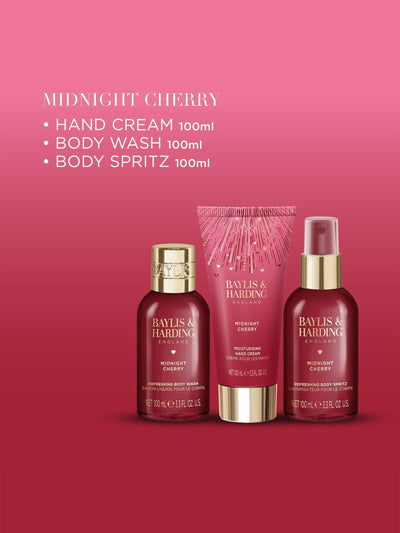 Baylis & Harding Midnight Cherry Luxus-Kulturbeutel-Geschenkset