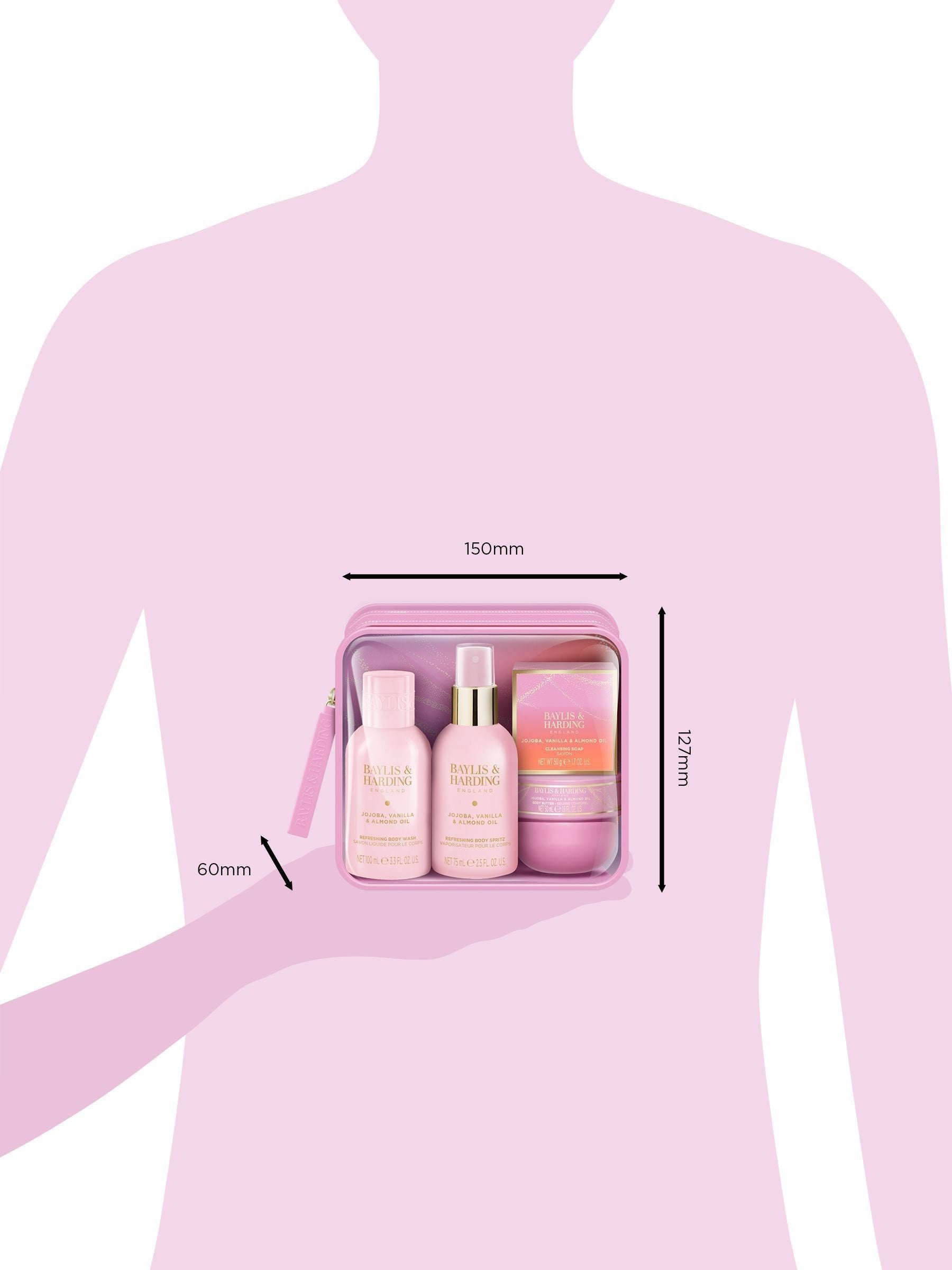 Baylis & Harding travel gift set with jojoba oil - British product