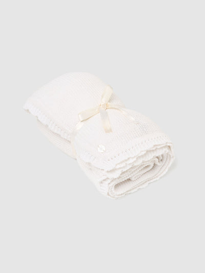 Next Angel & Rocket Cream Aubrey Knitted Baby Blanket- Buy online at McGrocer