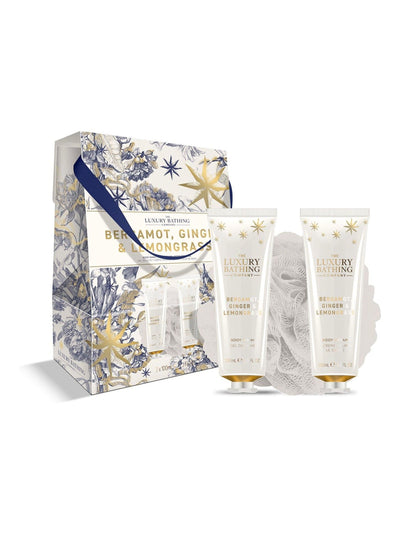 Neste The Luxury Bathing Company Bergamot Ingefær og Sitrongress Perfekt Kveld Inn Gavesett- Kjøp online hos McGrocer