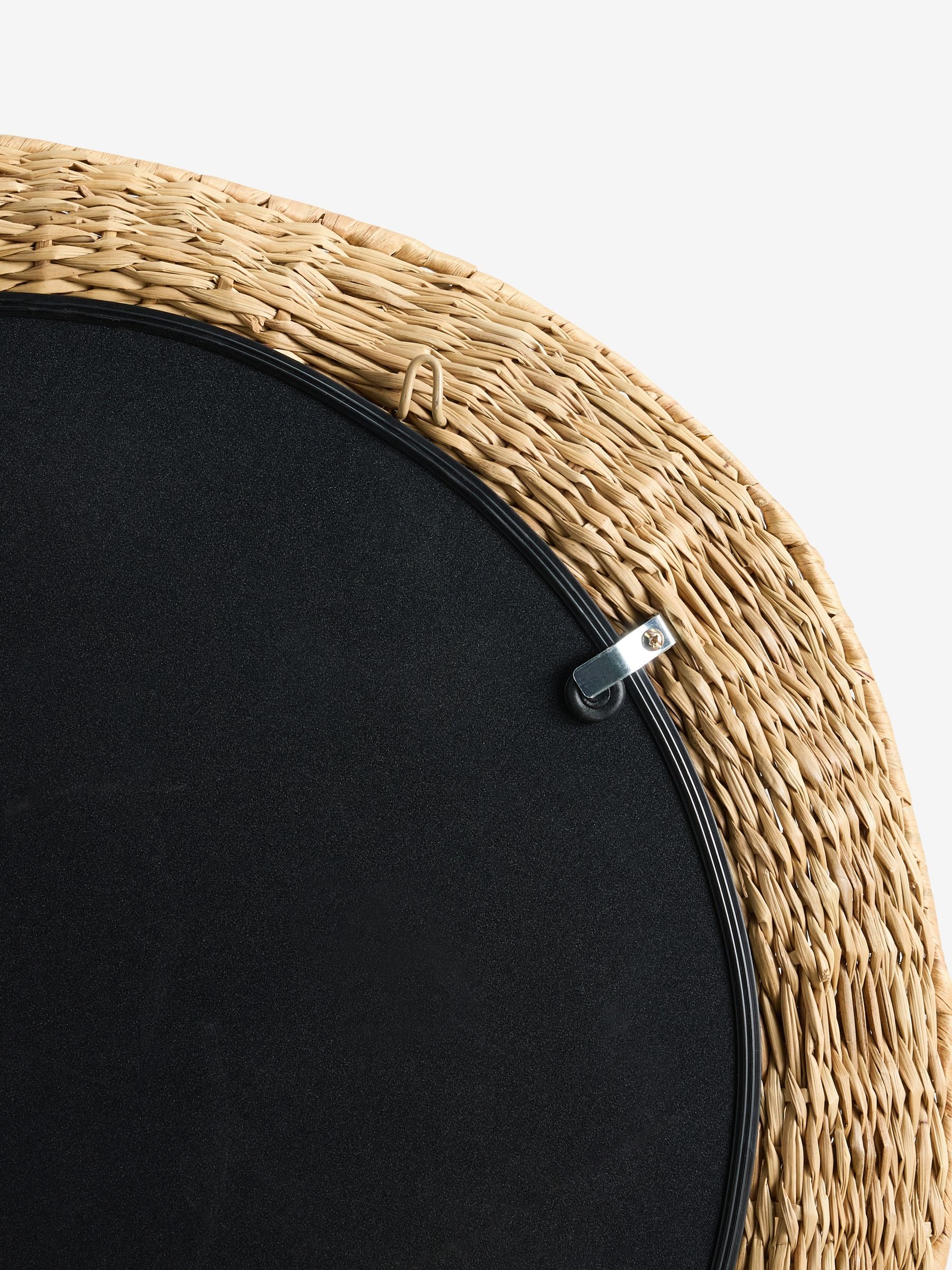Neutral wavy woven round wall mirror 70cm, imported from the UK