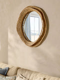 Neutral wavy woven round wall mirror 70cm, imported from the UK