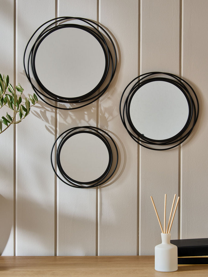 Silver wire wall mirror 90cm (British brand)