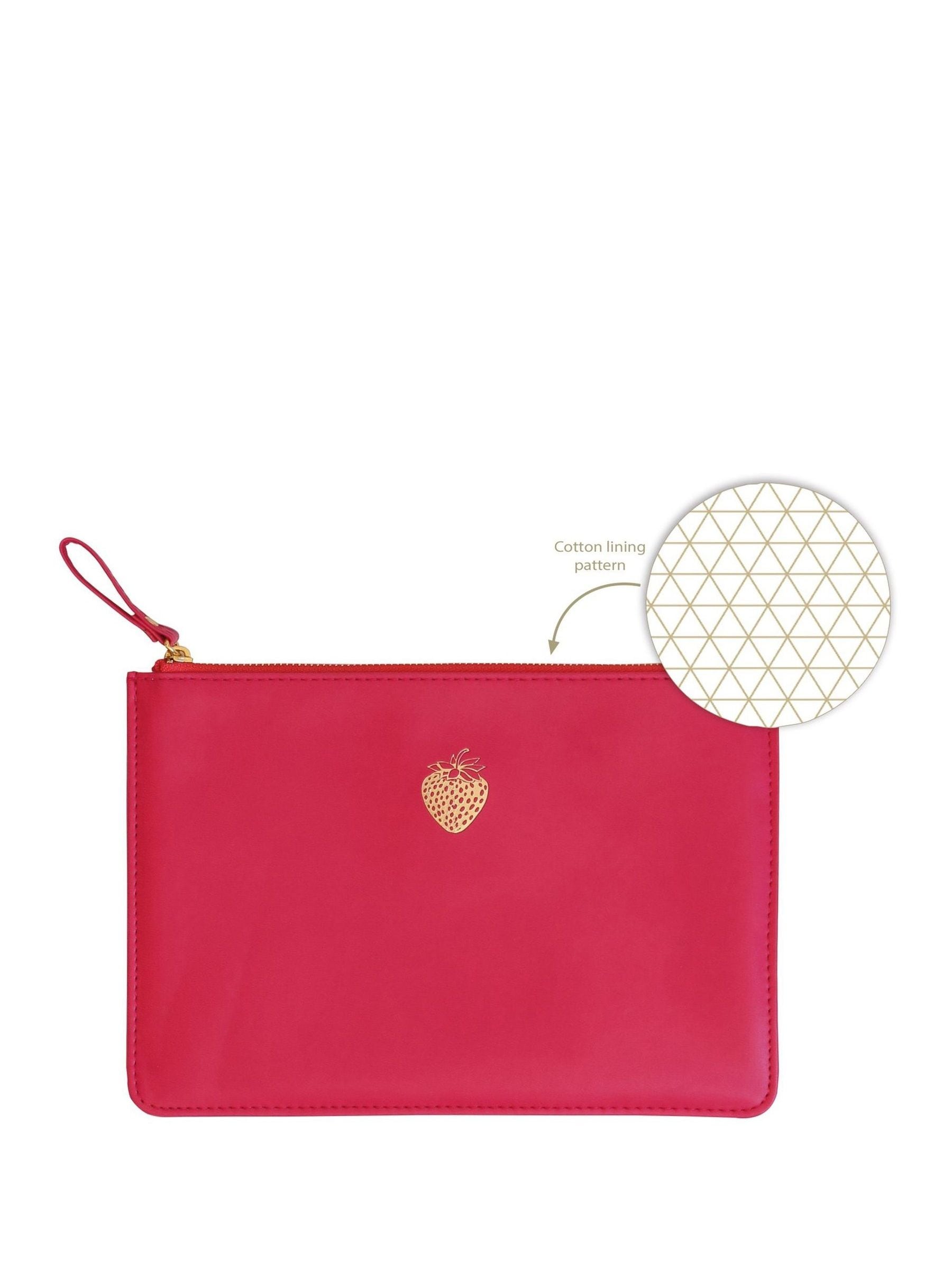 Portico Designs red strawberry faux leather zip case - British product