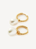 Missoma gold tone pearl twisted hoop earrings (British brand)