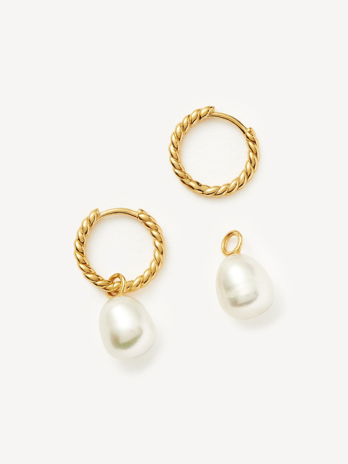 Missoma gold tone pearl twisted hoop earrings (British brand)