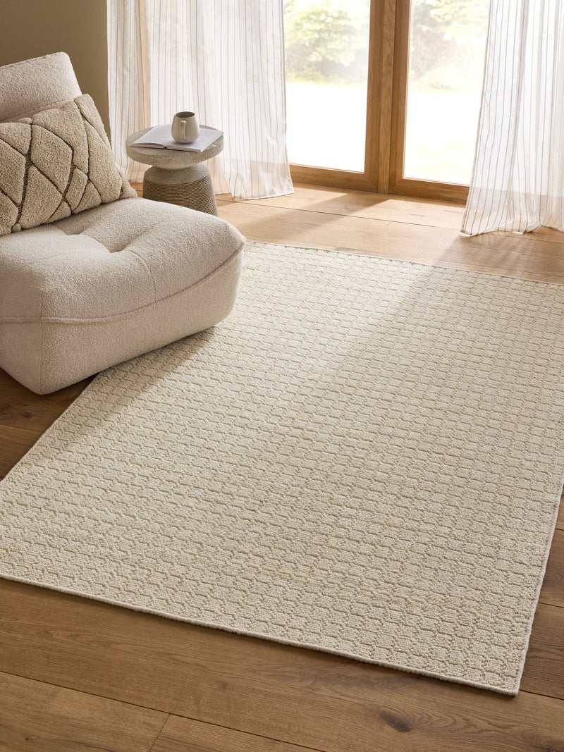 Cream Scandi Texture rug, UK version