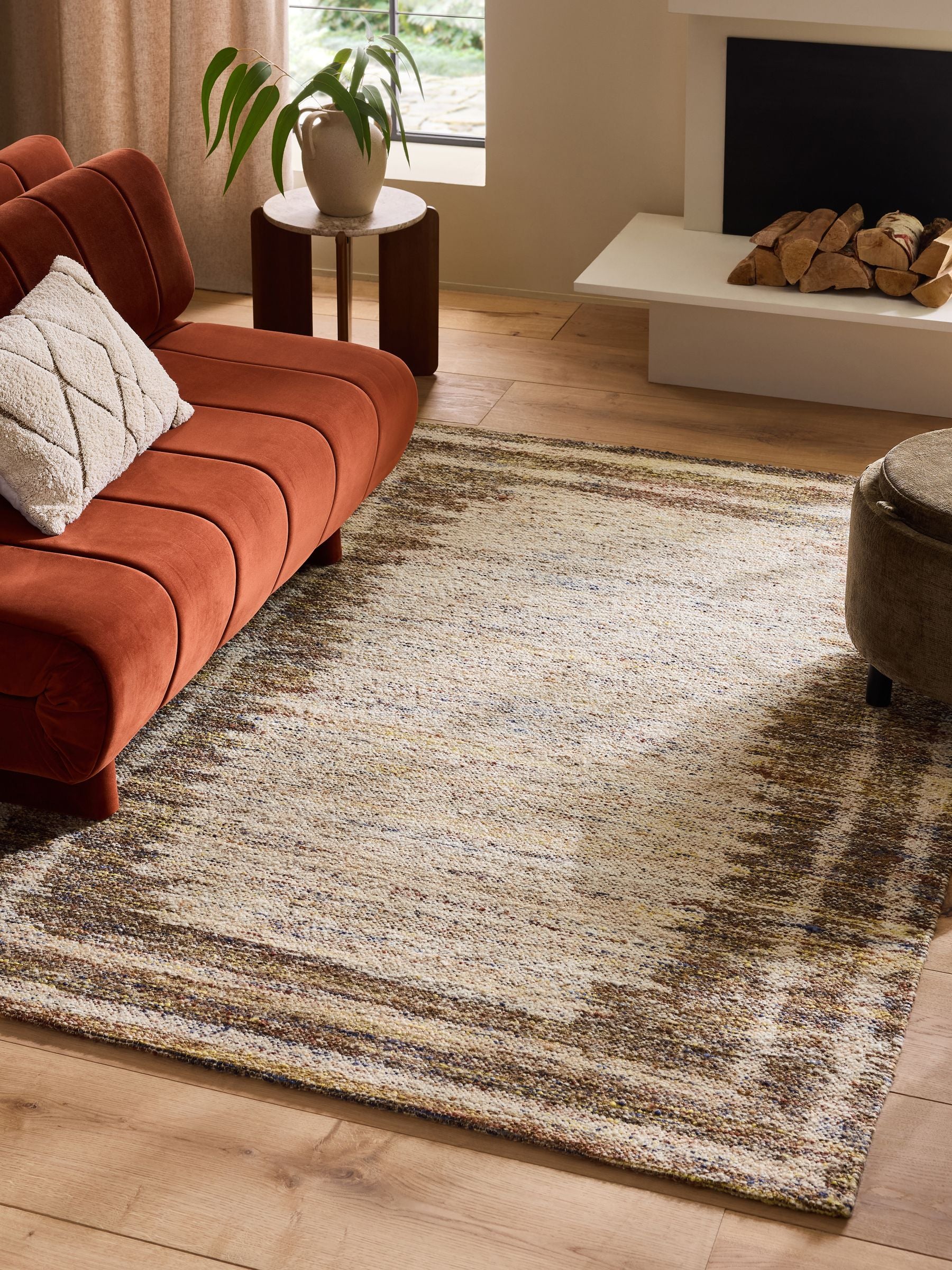 Natural Blended Border Rug