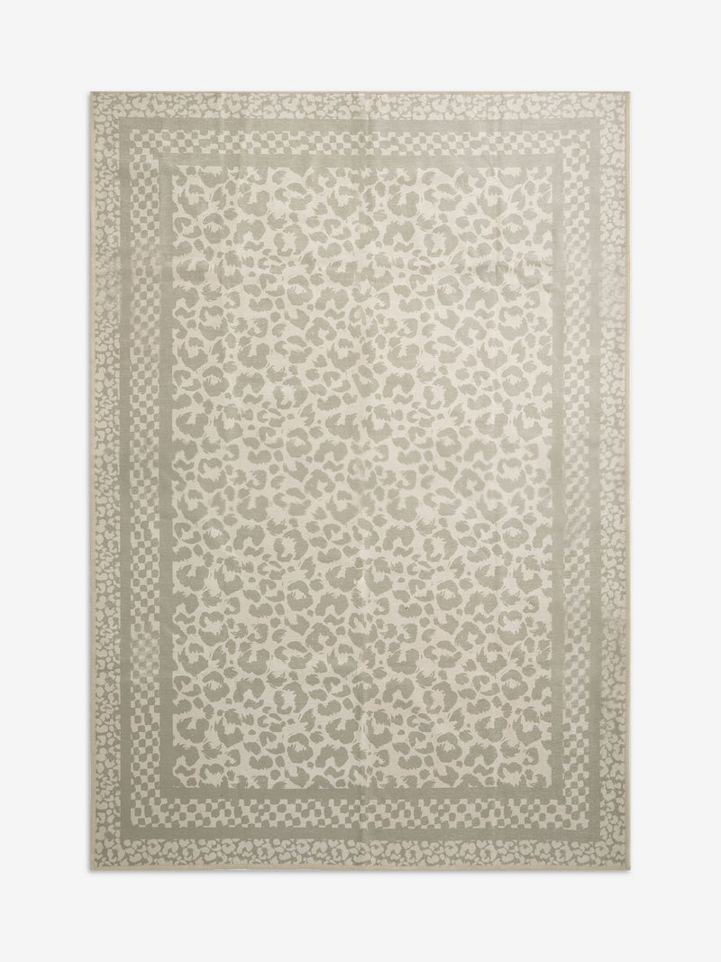 Natural washable leopard print rug, imported from the UK