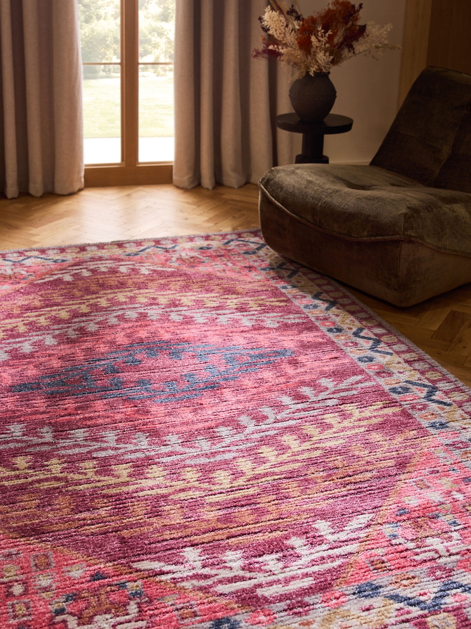 Red modern kilim rug - British product