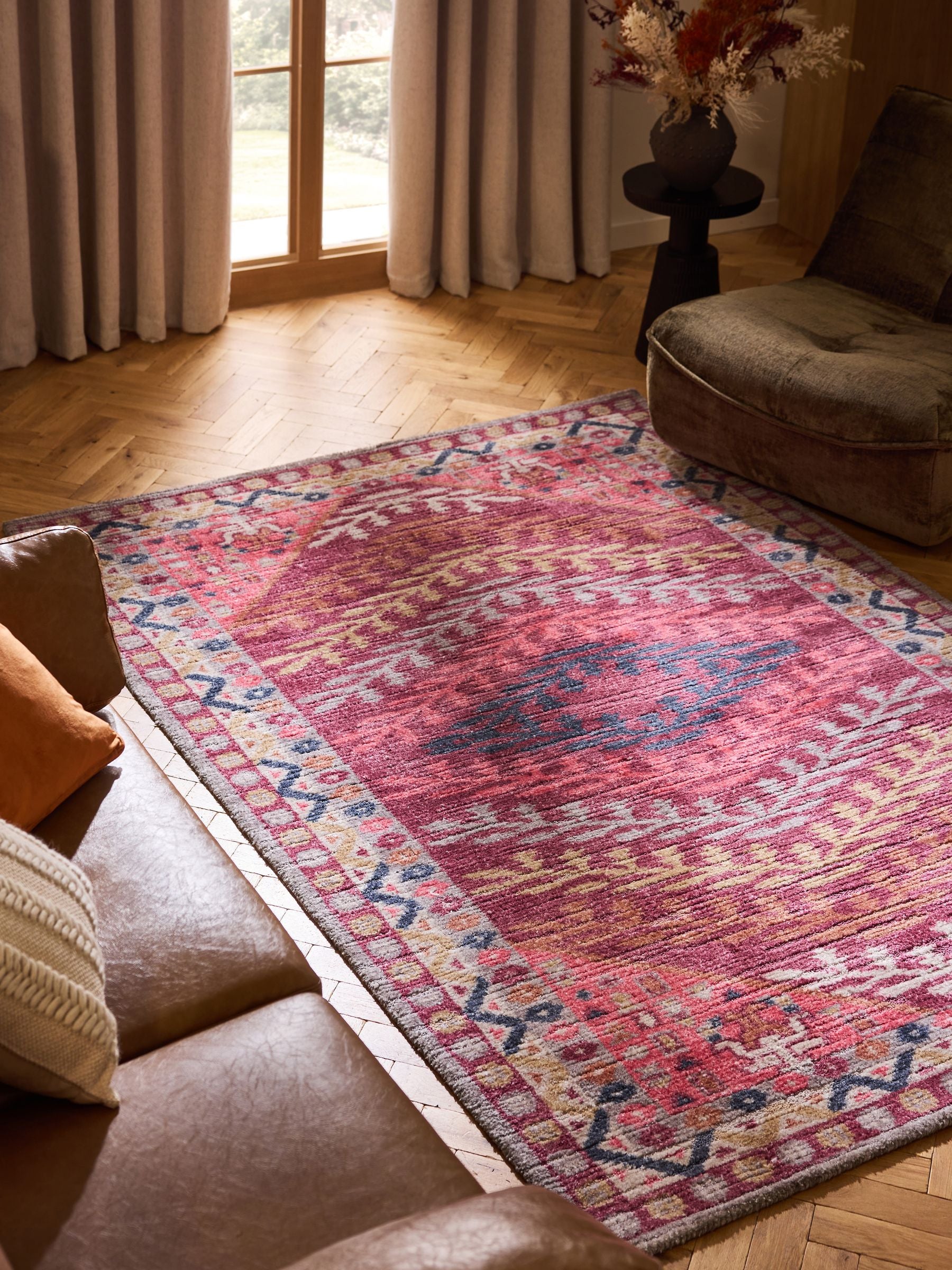 Red modern kilim rug - British product