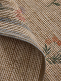 Natural jute rug with floral border, imported from the UK