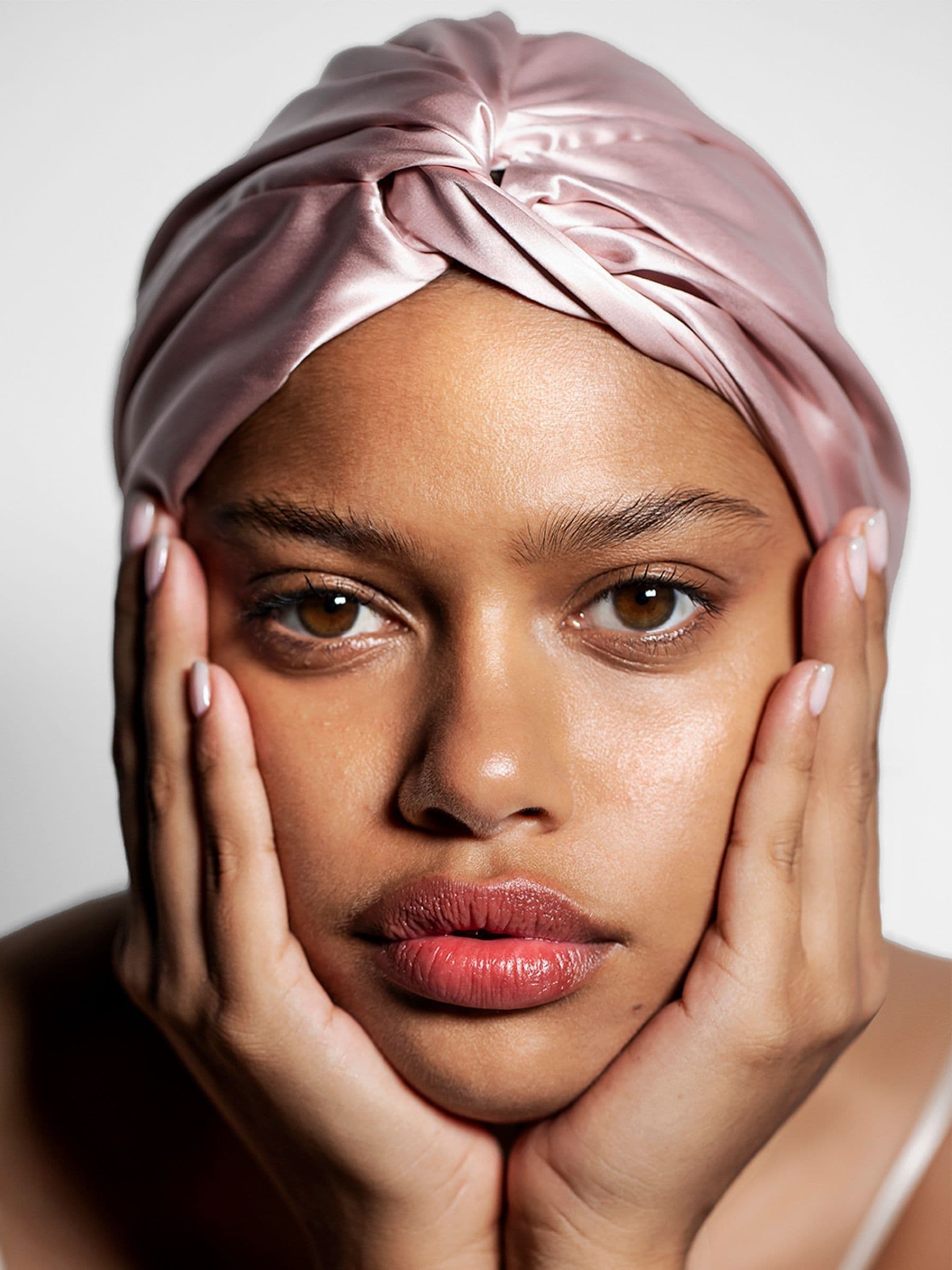 Slip silk lined hair turban pink (British brand)