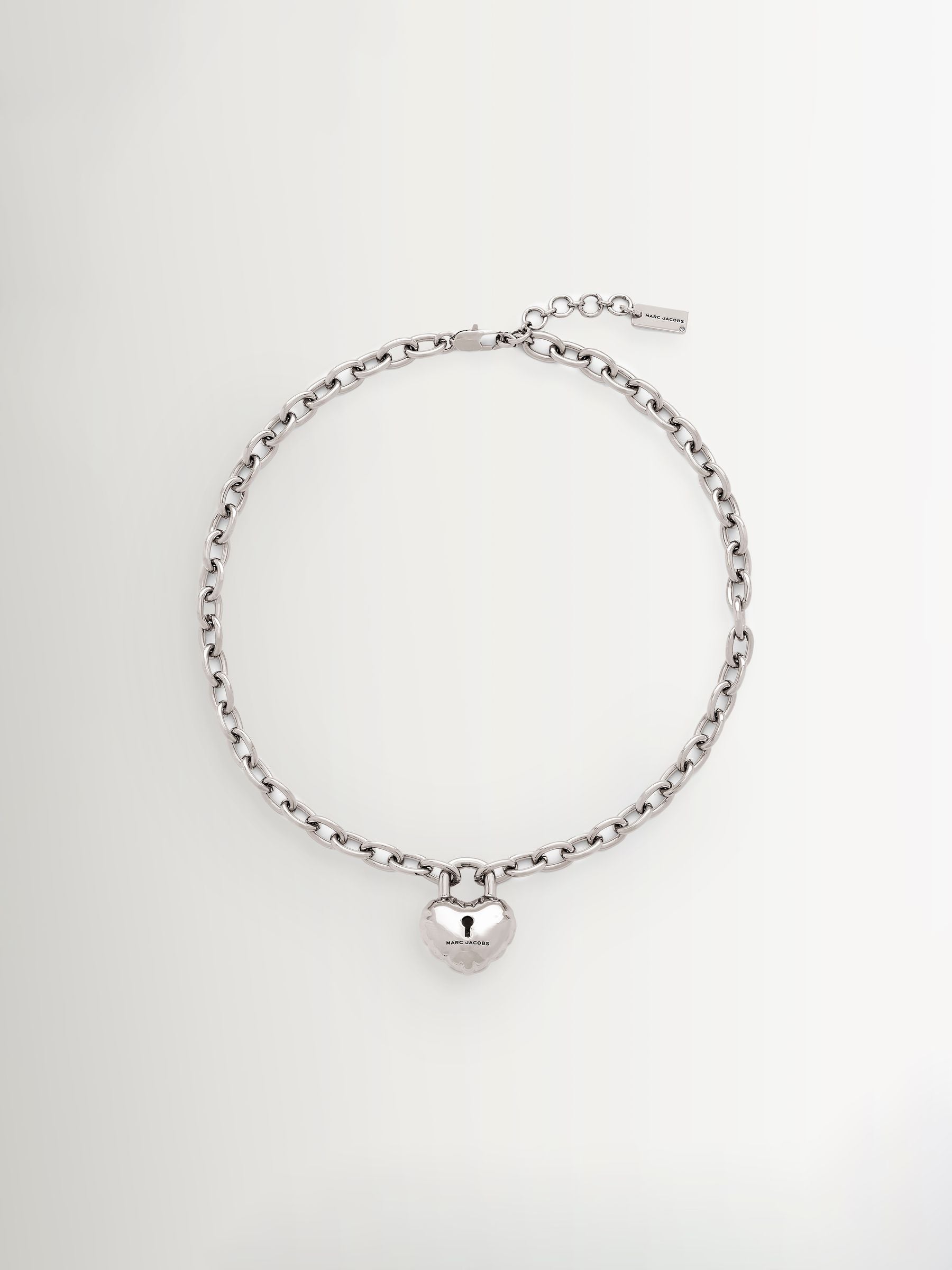 Marc Jacobs silver tone heart lock pendant necklace, imported from the UK