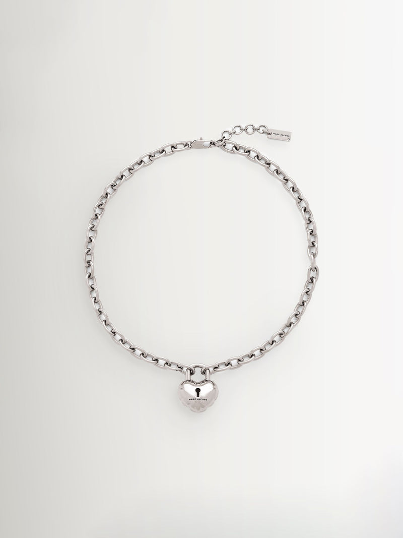 Marc Jacobs silver tone heart lock pendant necklace, imported from the UK