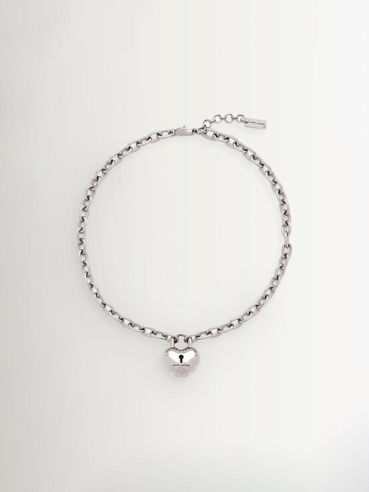 Marc Jacobs silver tone heart lock pendant necklace, imported from the UK