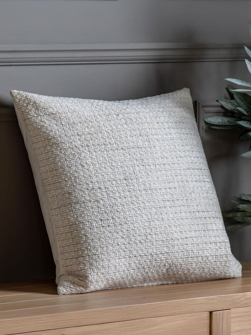 Gallery Home cream chenille cushion 55cm, imported from the UK