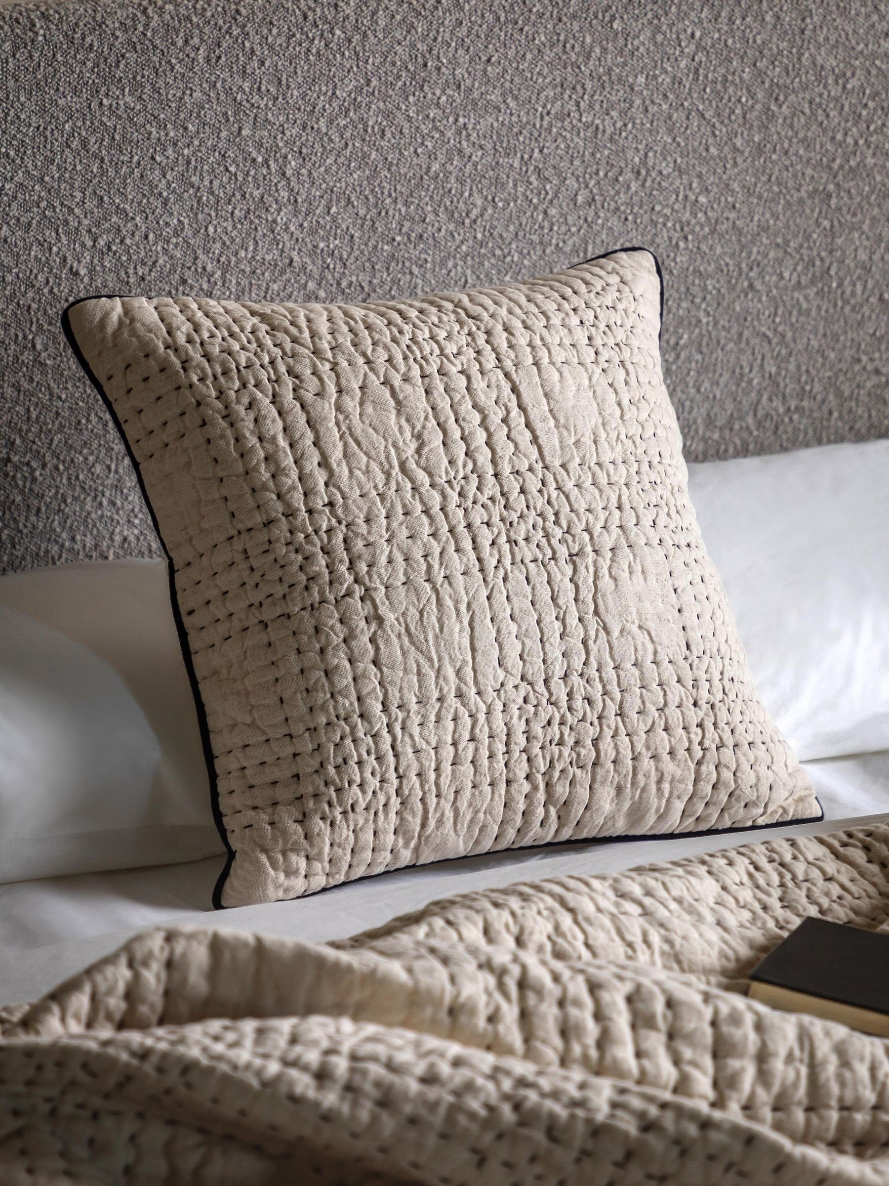 Gallery Home beige stitched cushion 50x50cm (British brand)