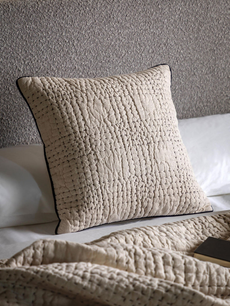 Gallery Home beige stitched cushion 50x50cm (British brand)