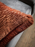 Gallery Home red cut velvet fringe cushion 50cm - British product