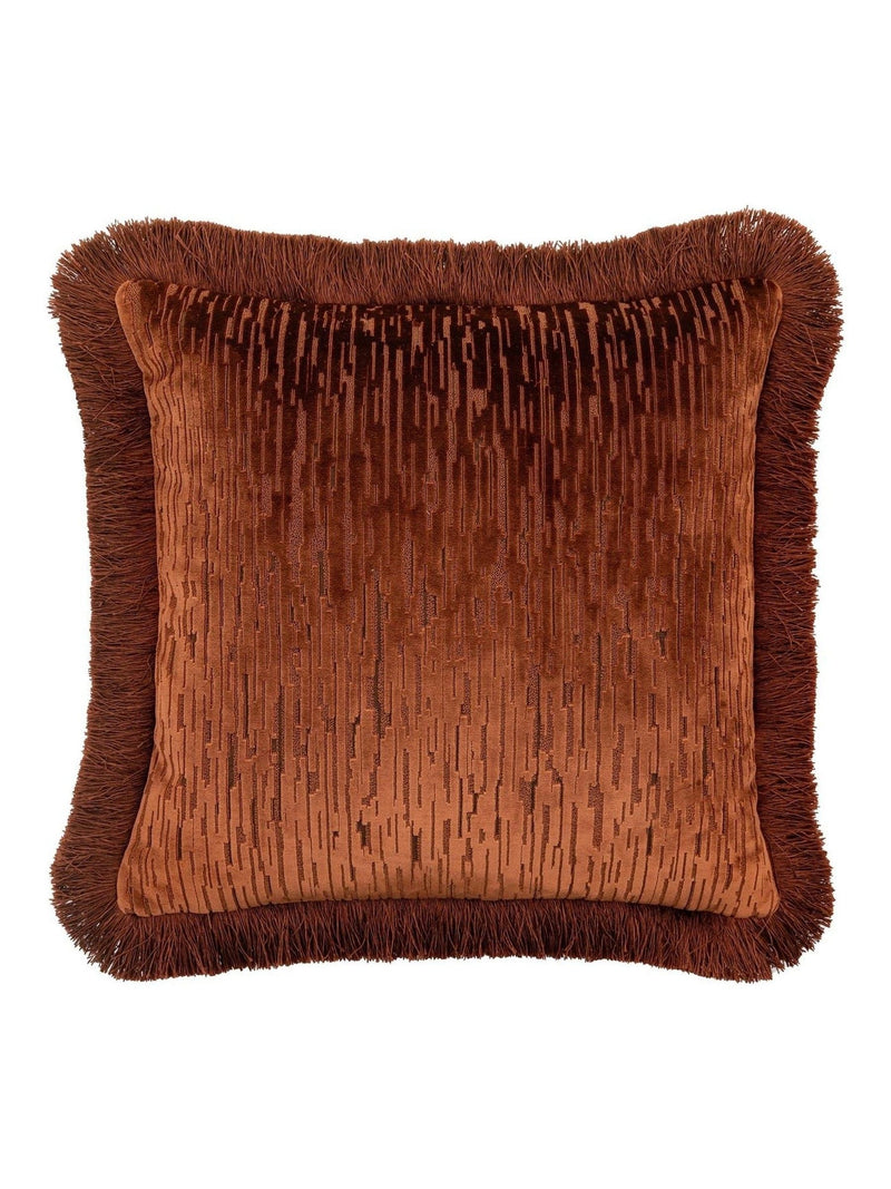 Gallery Home red cut velvet fringe cushion 50cm - British product