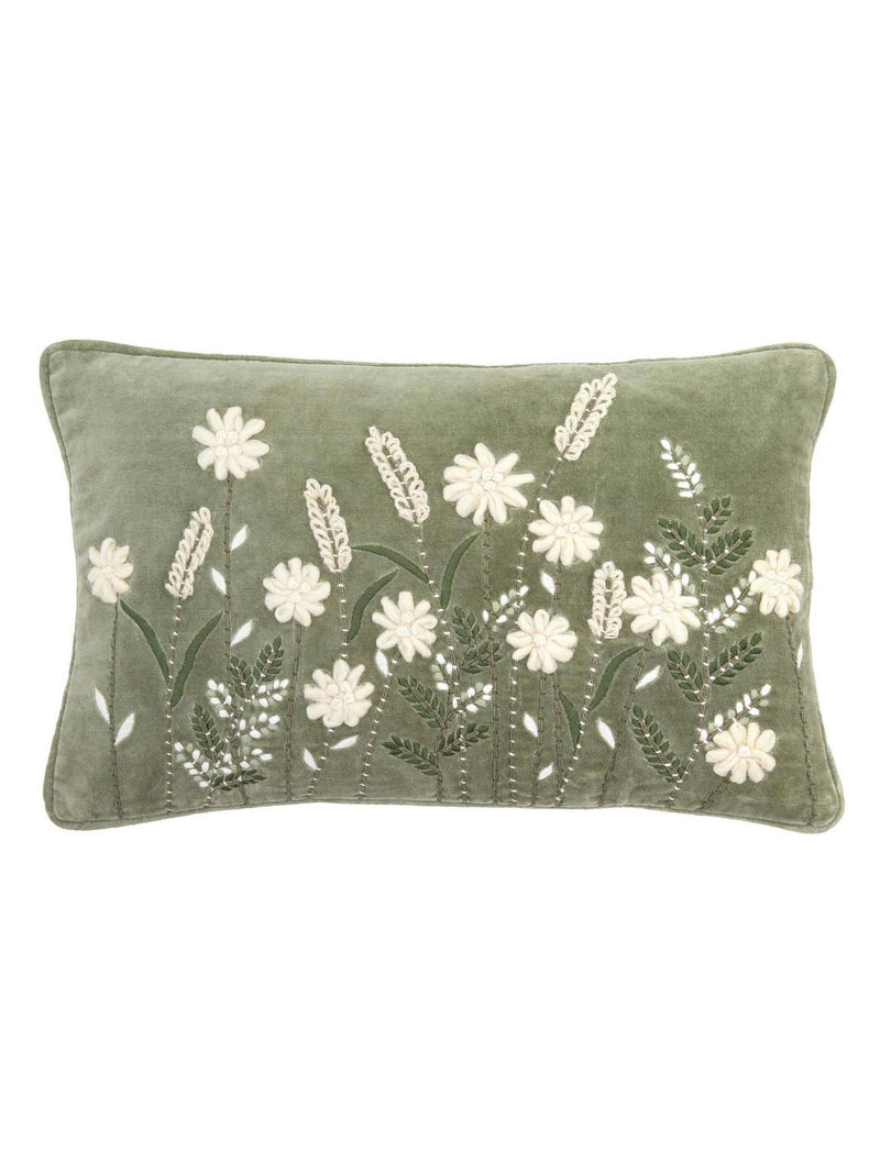 Gallery Home multicoloured velvet floral print cushion 60x40cm, imported from the UK