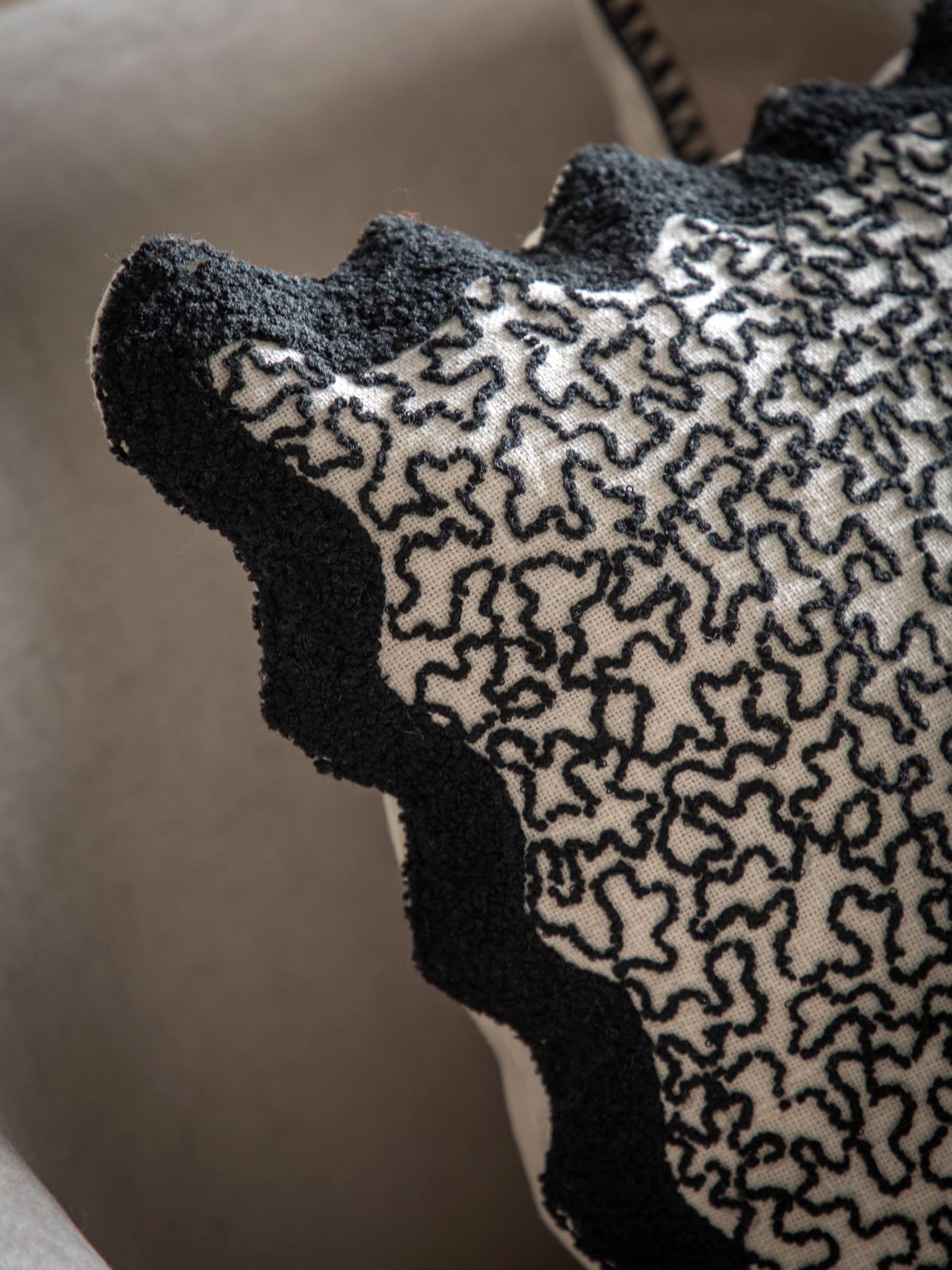 Gallery Home black wavy textured cushion 45cm, imported from the UK