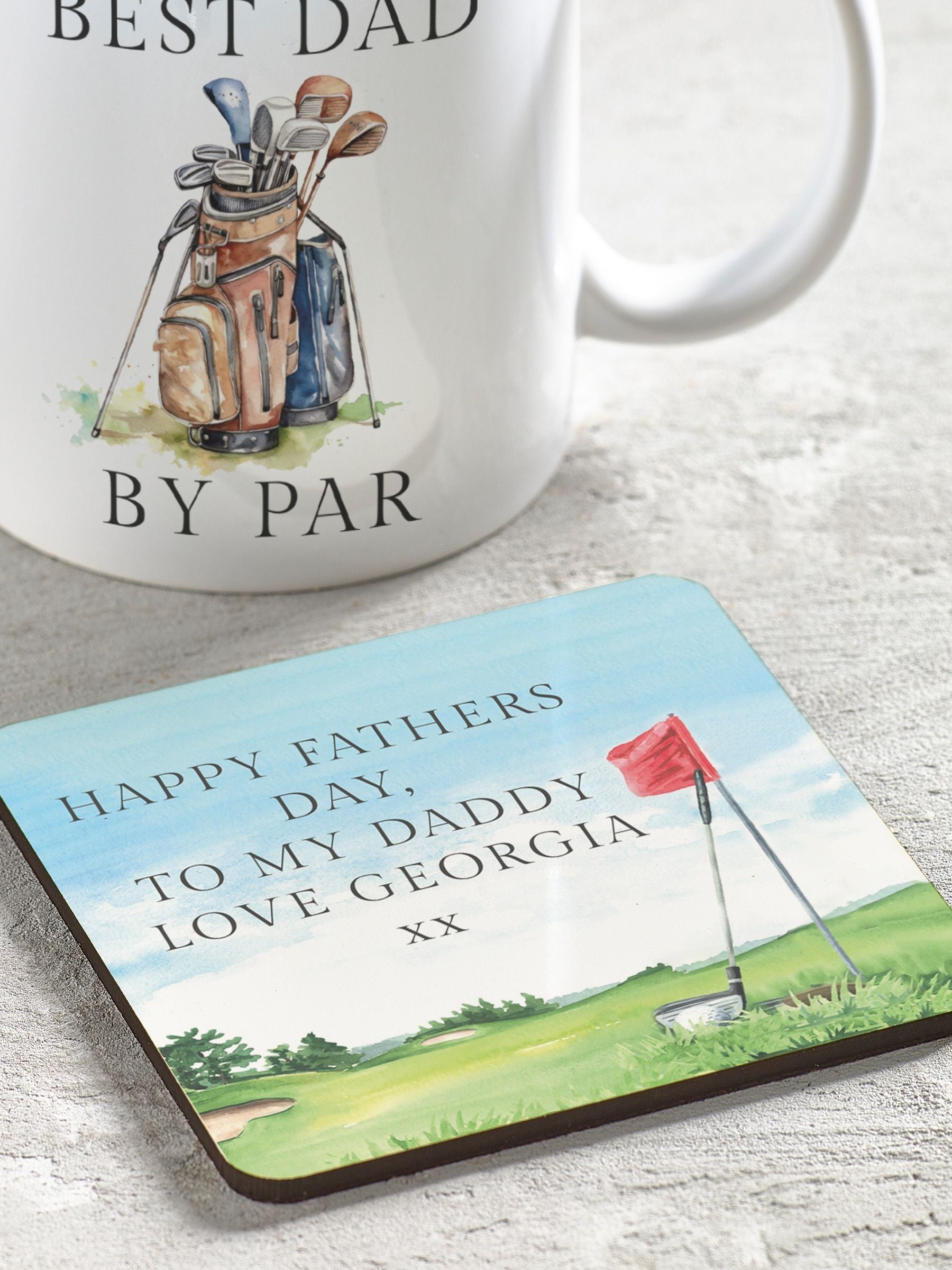 Loveabode Personalised Happy Father's Day 11oz Ceramic Mug and Coaster Set, imported from the UK