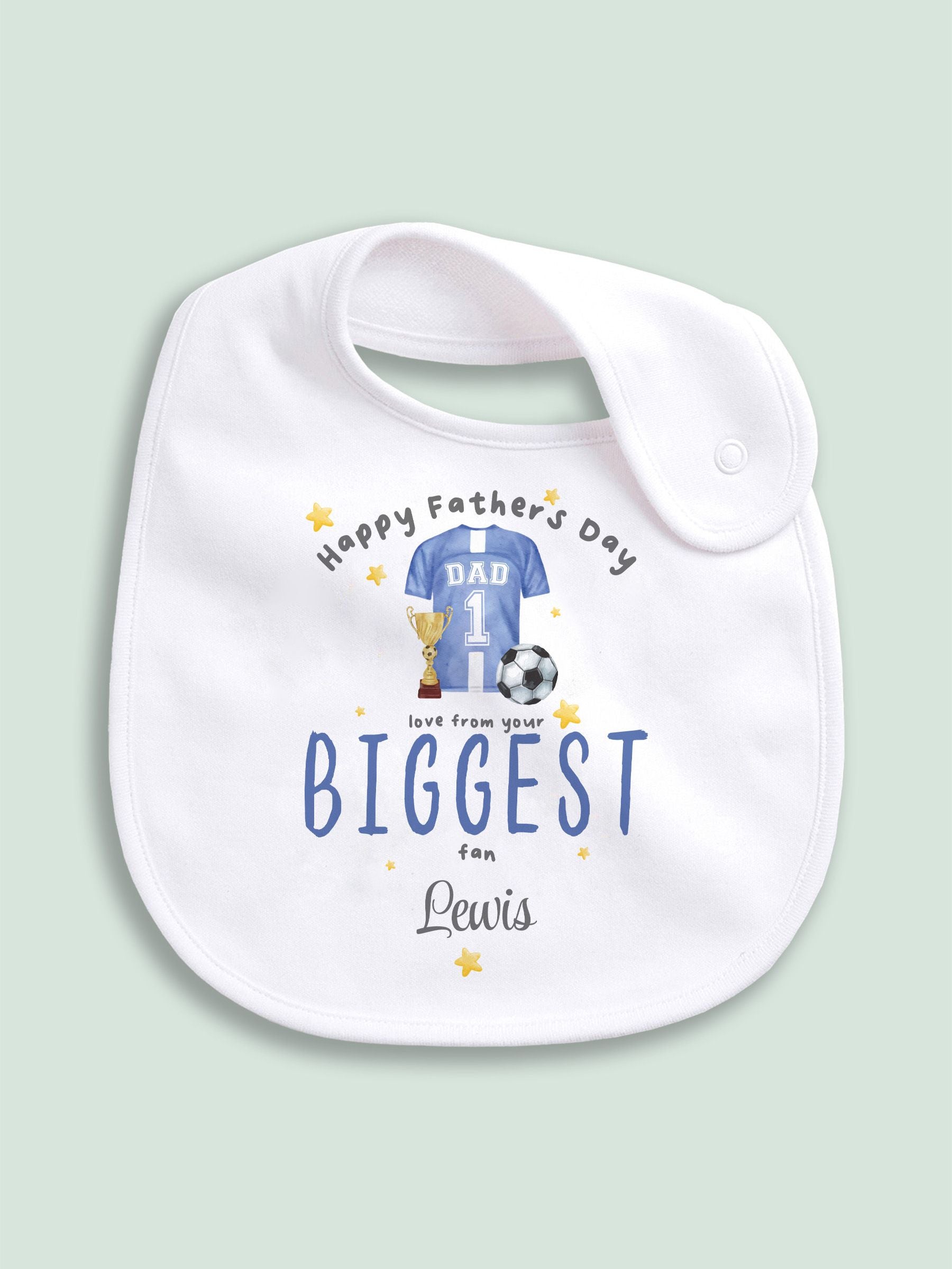 Little Years personalised Father's Day footy bib, imported from the UK