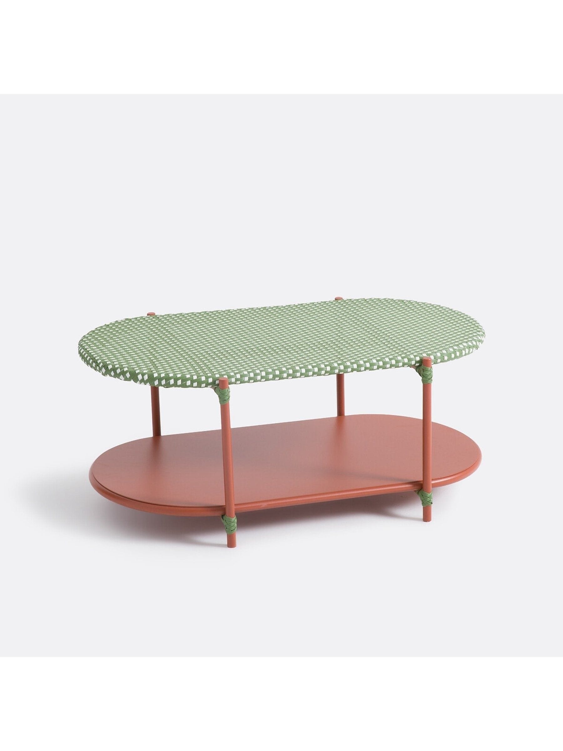 La Redoute Matu 2-tier coffee table red green white, imported from the UK