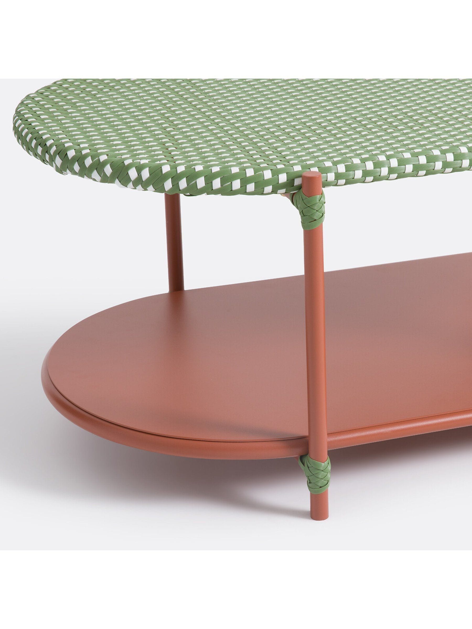 La Redoute Matu 2-tier coffee table red green white, imported from the UK