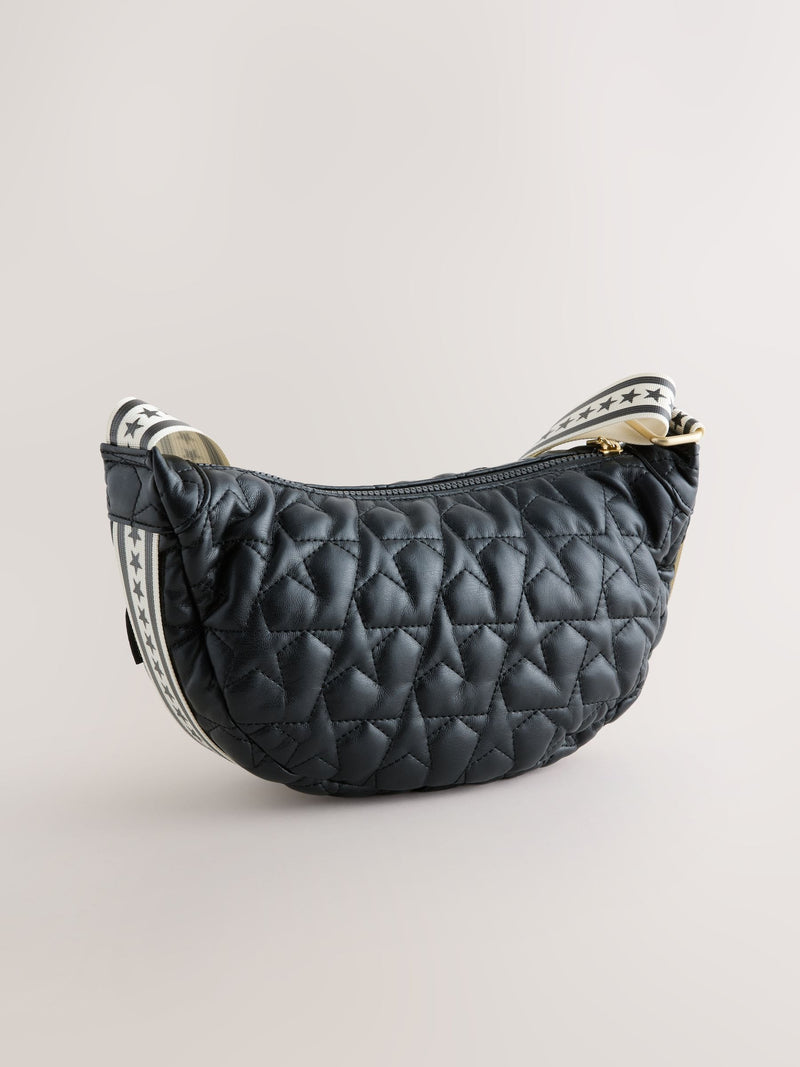 Rockett St George black quilted star strap bag, imported from the UK