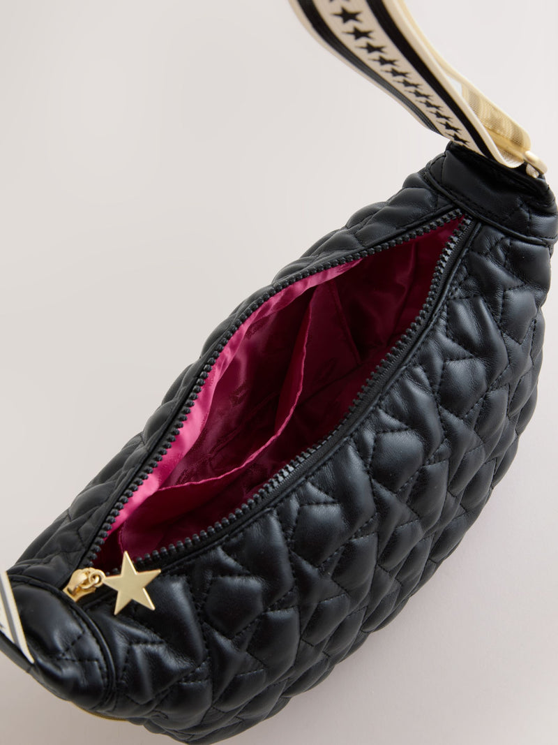 Rockett St George black quilted star strap bag, imported from the UK