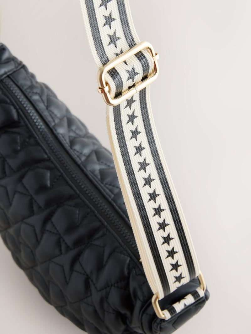 Rockett St George black quilted star strap bag, imported from the UK