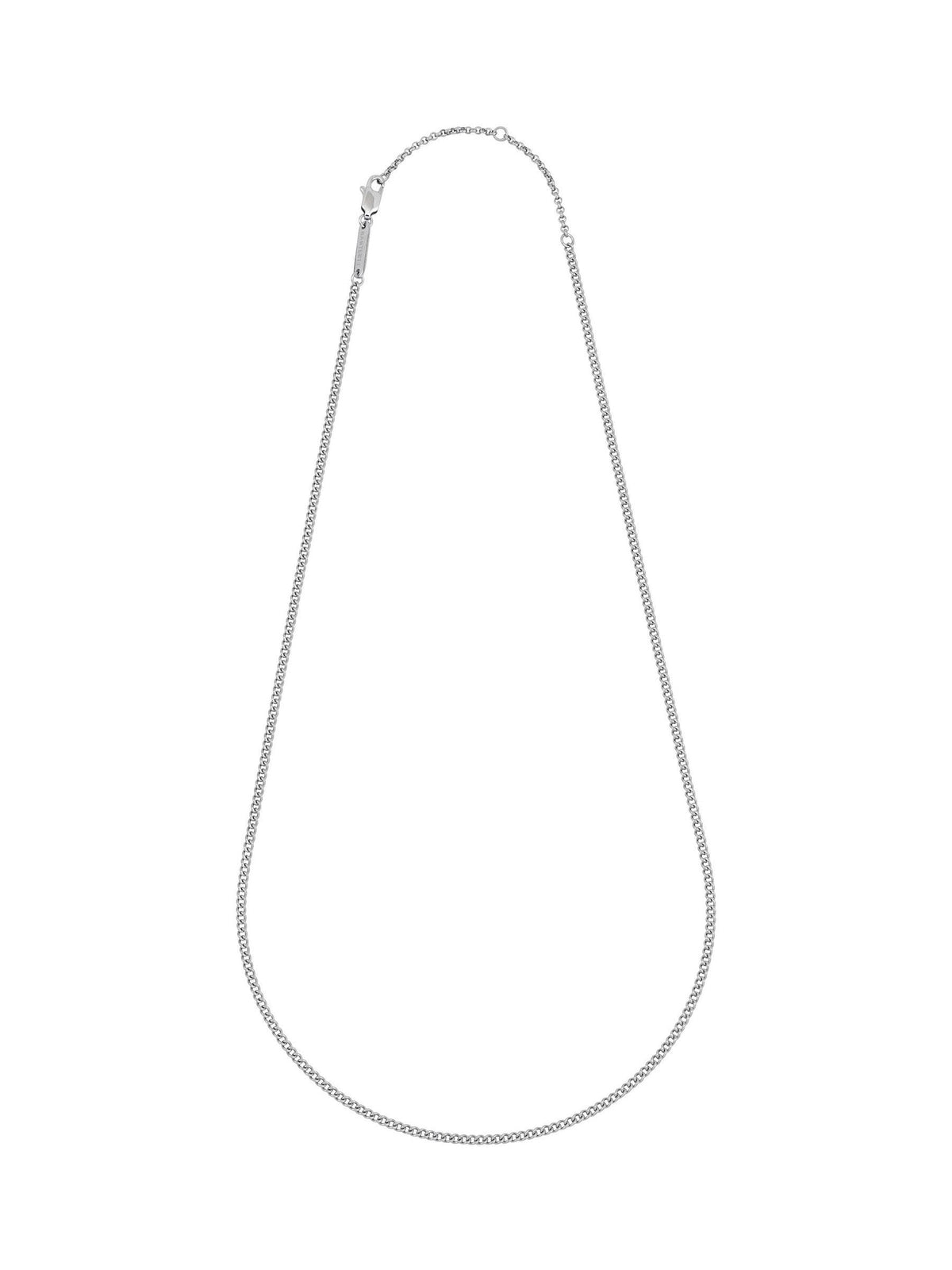 Men's Fine Curb Chain Necklace in Silver Tone with Waterproof Design