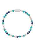 Bartlett Mens Silver Tone Mixed Blue Gemstone Rondelle Bracelet