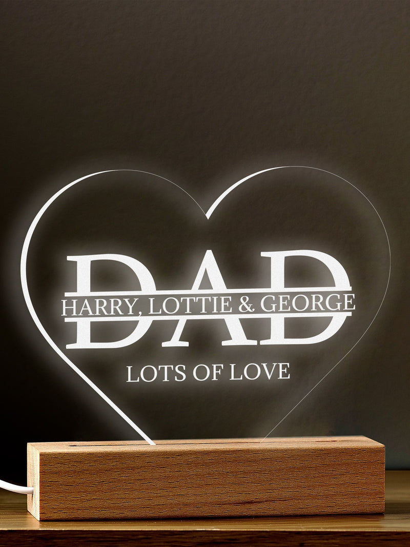 Little Years personalised Dad Love Heart night light - British product