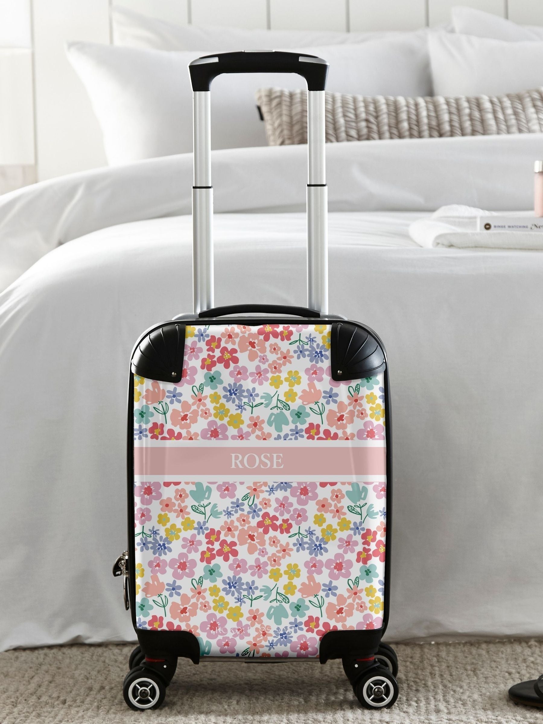 Koko Blossom floral print personalised suitcase - British product