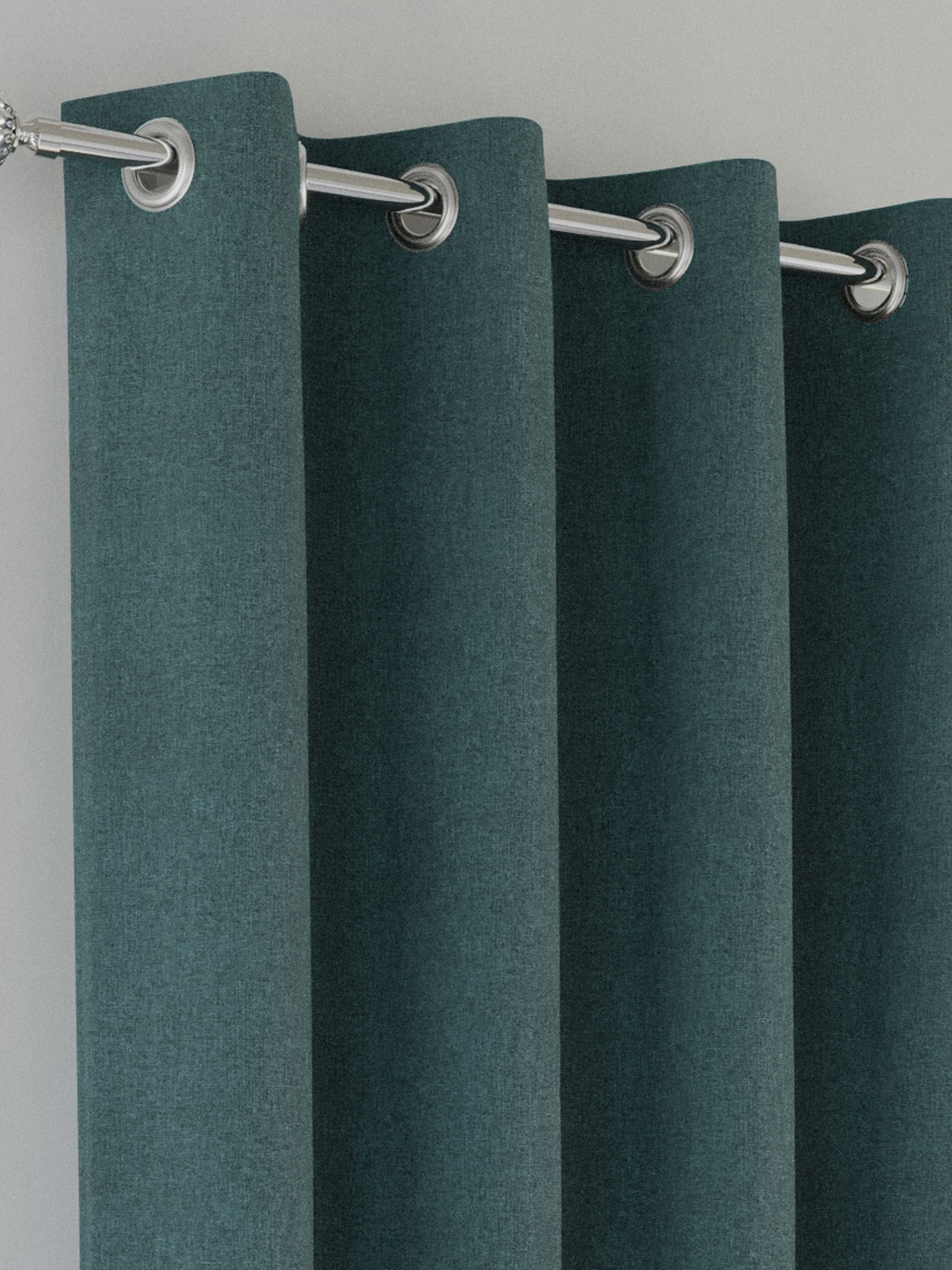 Enhanced Living Teal Blue Austin Blackout Thermal Linen Look Pair of Eyelet Curtains