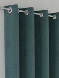 Enhanced Living Teal Blue Austin Blackout Thermal Linen Look Pair of Eyelet Curtains