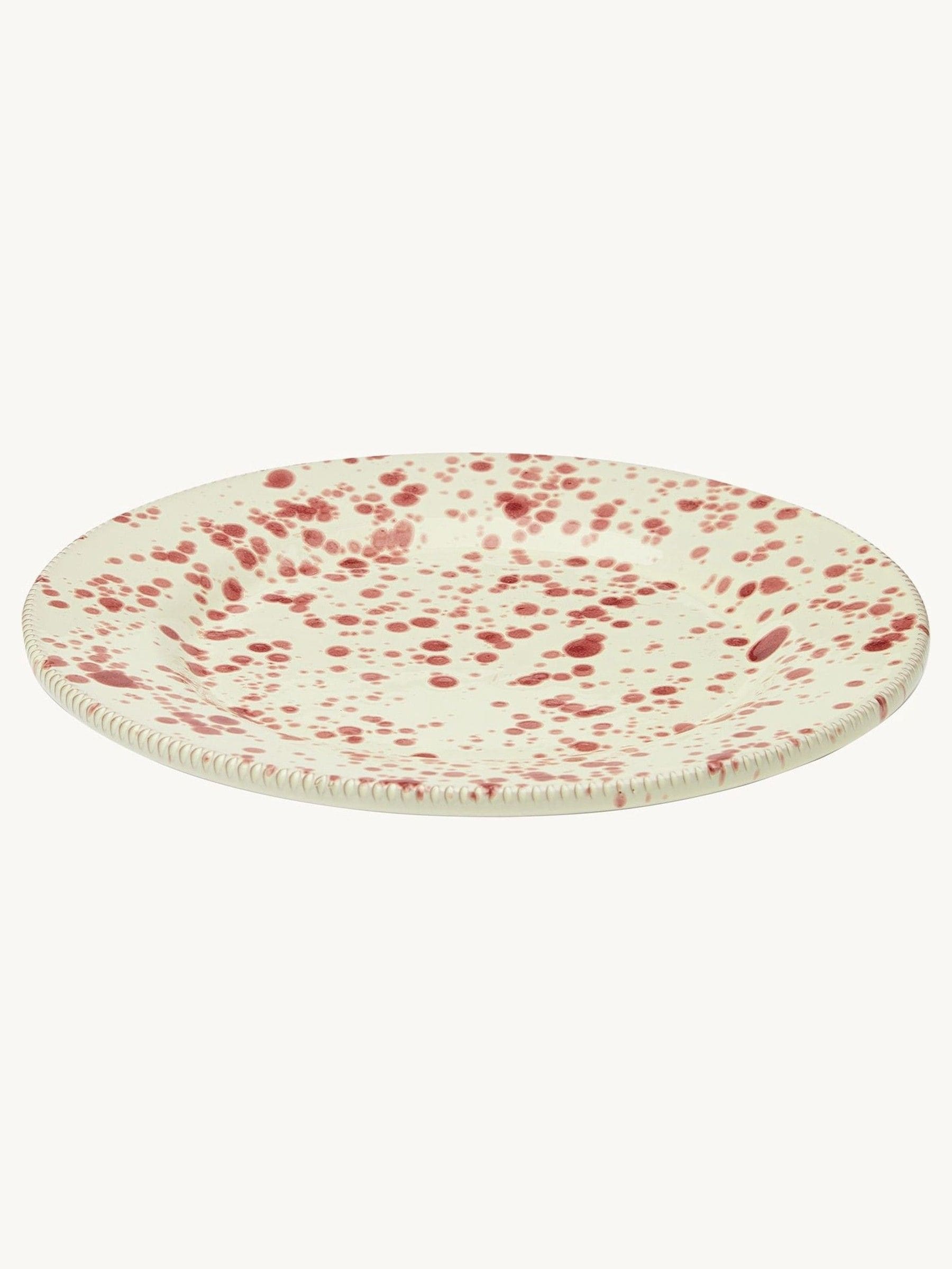 Hot Pottery set of 4 cranberry splatter side plates (British brand)
