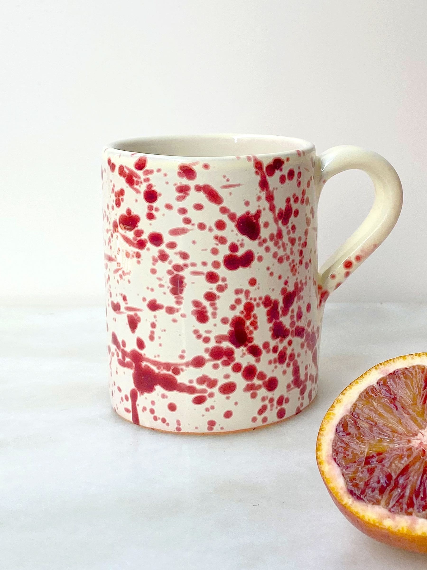 Hot Pottery Set of 4 Cranberry Splatter Mugs