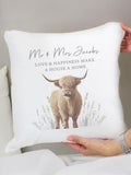 PMC personalised Highland cow cushion 40x40 cm - British product