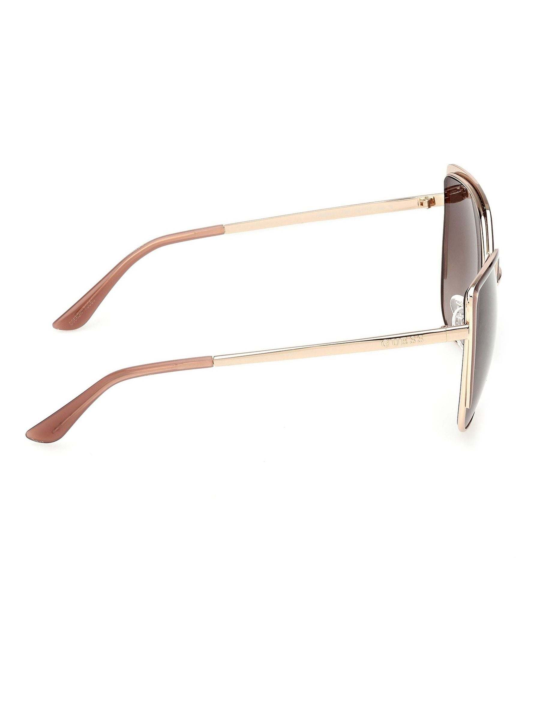Guess gold tone metal cat eye sunglasses with animal print, UK version
