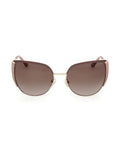 Guess gold tone metal cat eye sunglasses with animal print, UK version