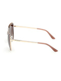 Guess gold tone metal cat eye sunglasses with animal print, UK version
