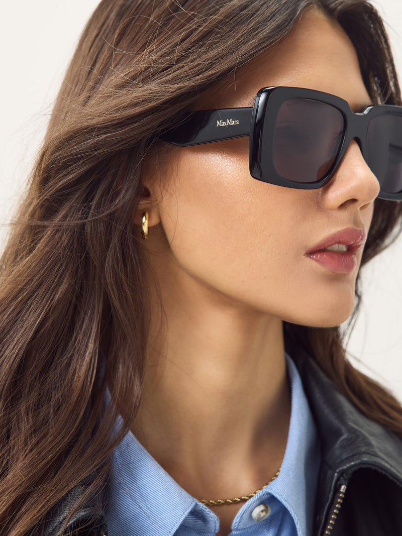 Max Mara black square shiny sunglasses, UK version