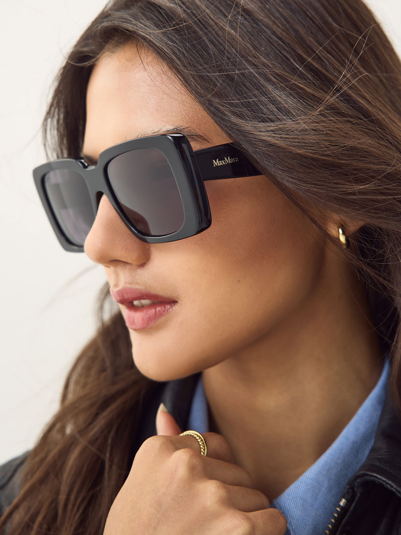 Max Mara black square shiny sunglasses, UK version