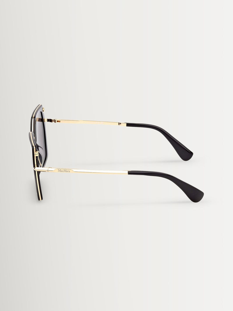 Max Mara black square sunglasses with acetate and metal, UK version