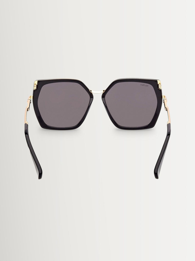 Max Mara black square sunglasses with acetate and metal, UK version